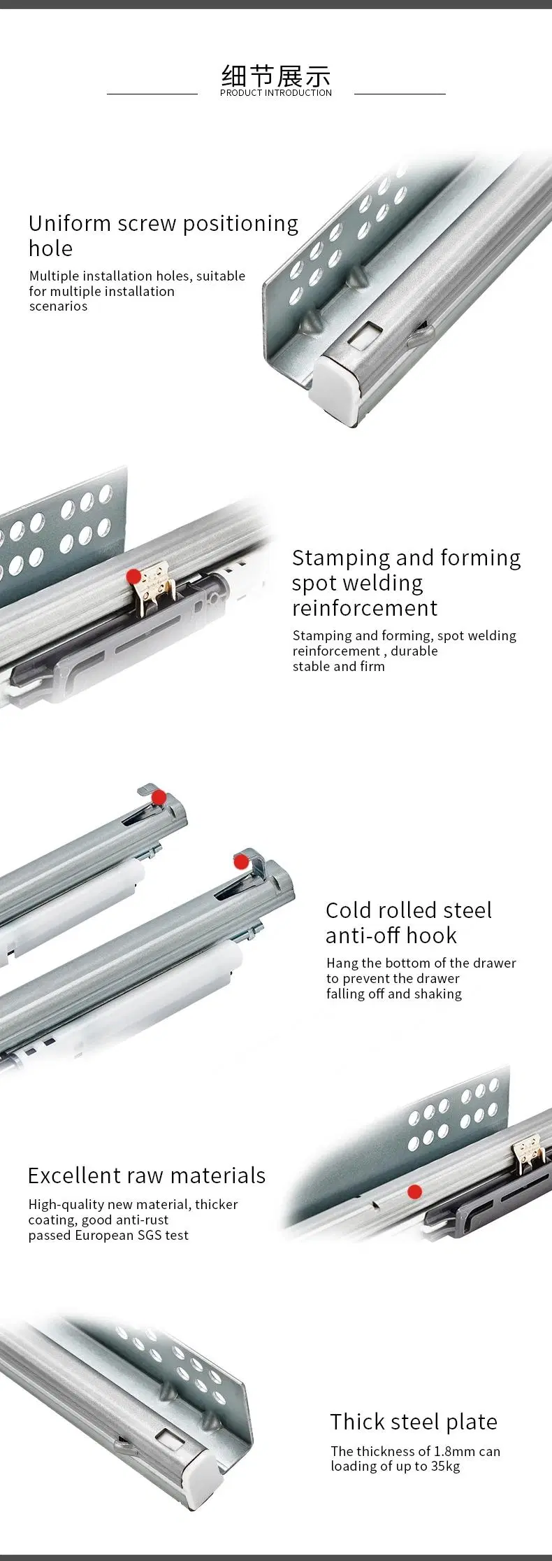 Furniture Accessories Bottom Mount Drawer Slide