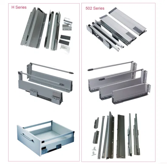 Cabinet Drawer Slides Double Wall Soft Closing Metal Tandem Box for Drawer Accessories Concealed Drawer Boxes